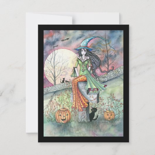 猫と魔女のハロウィンパーティー招待状 招待状 (正面)