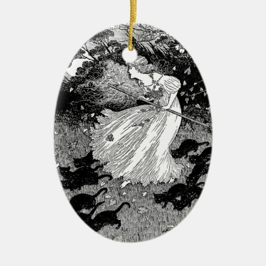 猫と魔女 セラミックオーナメント (正面)