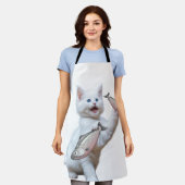 猫と魚のよだれかけ エプロン (着用した状態)