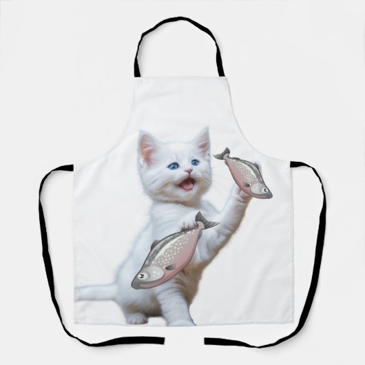 猫と魚のよだれかけ エプロン (正面)