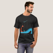 猫と魚のイラスト Tシャツ (正面フル)