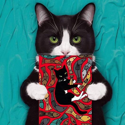 猫と魚のグリーティングカード異常 サンキューカード