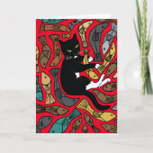 猫と魚のグリーティングカード異常 サンキューカード (正面)