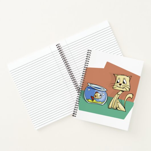 猫と魚のボウルのクリップアート ノートブック (内部)