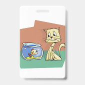 猫と魚のボウルのクリップアート バッジ (裏面)