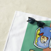 猫と魚のボウルのクリップアート ビーチタオル (インサイチュ)