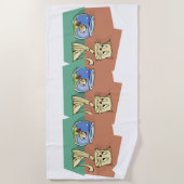 猫と魚のボウルのクリップアート ビーチタオル (正面)