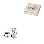 猫と魚のボウルのクリップアート ラバースタンプ (押印)