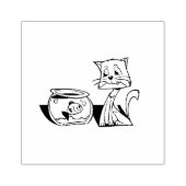 猫と魚のボウルのクリップアート ラバースタンプ (インプリント)