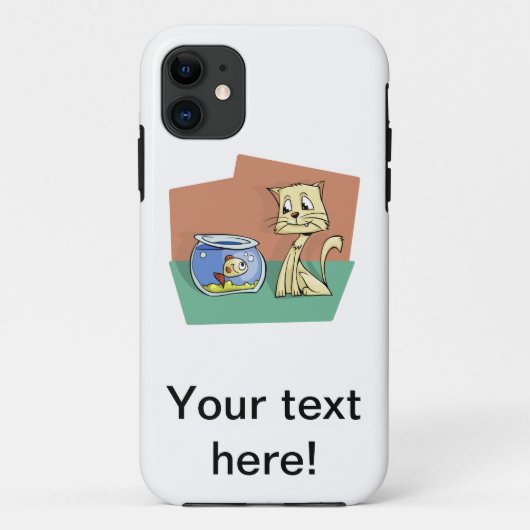 猫と魚のボウルのクリップアート Case-Mate iPhoneケース (裏面)