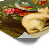 猫と魚のヴィンテージのポスター ポスター (角)