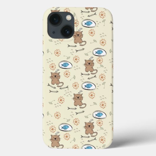 猫と魚の柄 Case-Mate iPhoneケース (裏面)