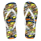 猫と魚の漫画ビーチサンダル ビーチサンダル (フットベッド)