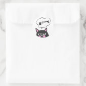 猫と魚の骨 – 背景色を選択 ラウンドシール (バッグ)