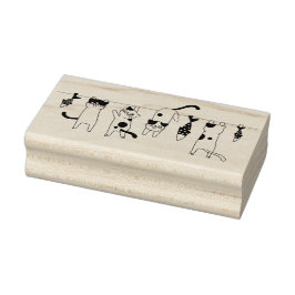 猫と魚ぶら下がったの ラバースタンプ