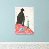 猫と魚 キャンバスプリント (インサイチュ (ウッドフロア))