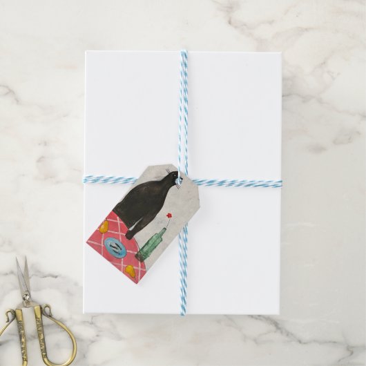 猫と魚 ギフトタグ (より糸付き)