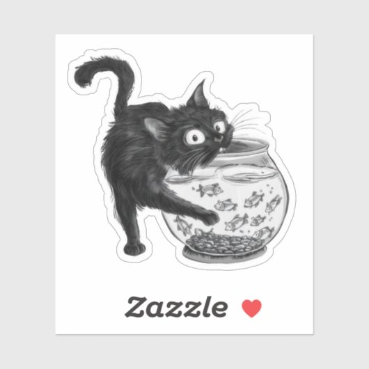 猫と魚 シール (シート)