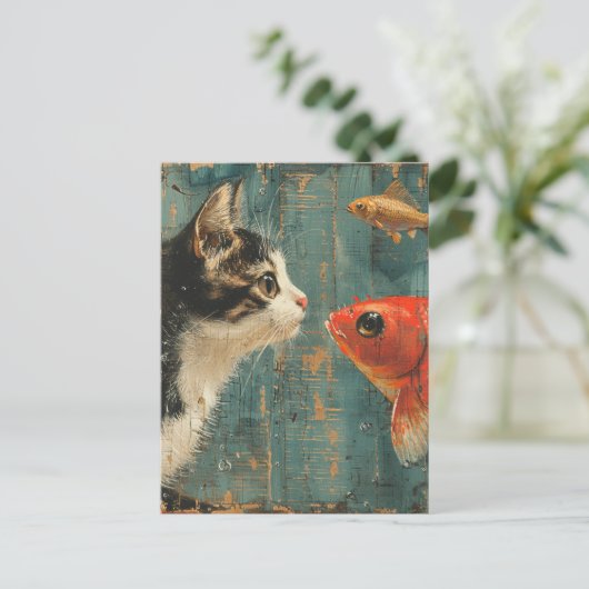 猫と魚 ポストカード (スタンド正面)