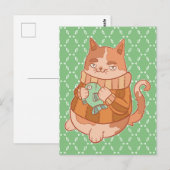 猫と魚 ポストカード (正面/裏面)