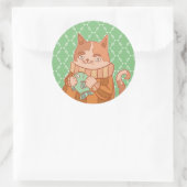 猫と魚 ラウンドシール (バッグ)