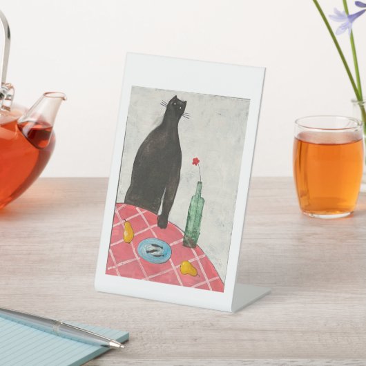 猫と魚 台座サイン (インサイチュ)