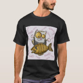 猫と魚 Tシャツ (正面)