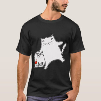 猫と魚 Tシャツ