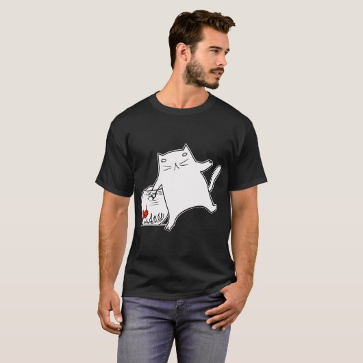 猫と魚 Tシャツ (正面フル)