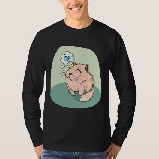 猫と魚 Tシャツ (正面)