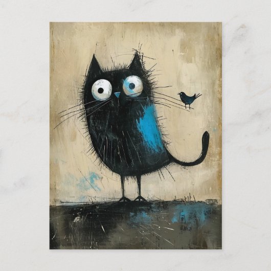 猫と鳥のハイブリッド生き物 ポストカード (正面)