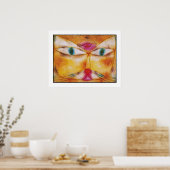 猫と鳥 – 抽象芸術アートポスタープリント ポスター (キッチン)