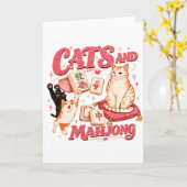 猫と麻雀 カード (黄色い花)