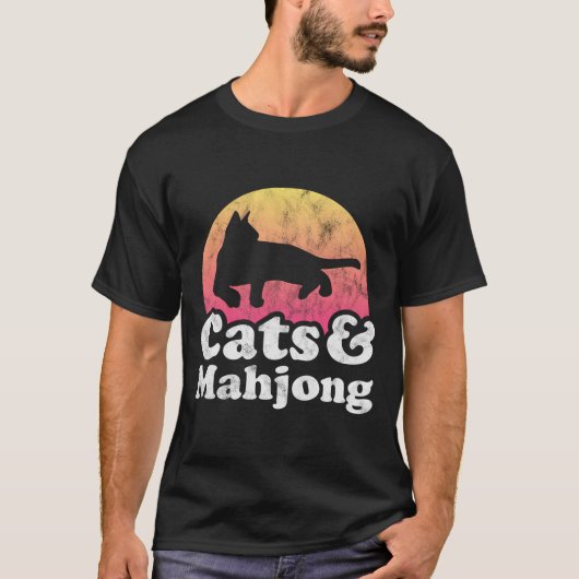 猫と麻雀 'Sまたは'Sの猫 Tシャツ (正面)
