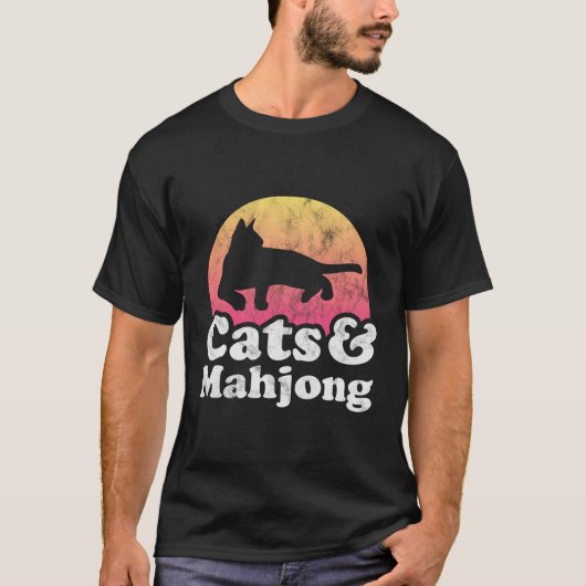 猫と麻雀 Tシャツ (正面)