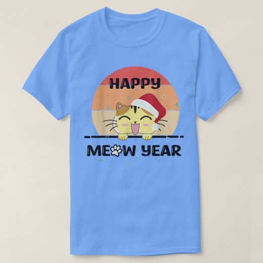 猫と2023年新年おめでとうおもしろい。 Tシャツ (デザイン正面)