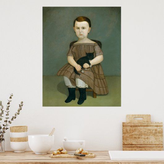 猫と ポスター (キッチン)