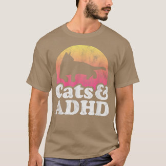 猫とADHDメンズキャット/レディメンズキャット Tシャツ