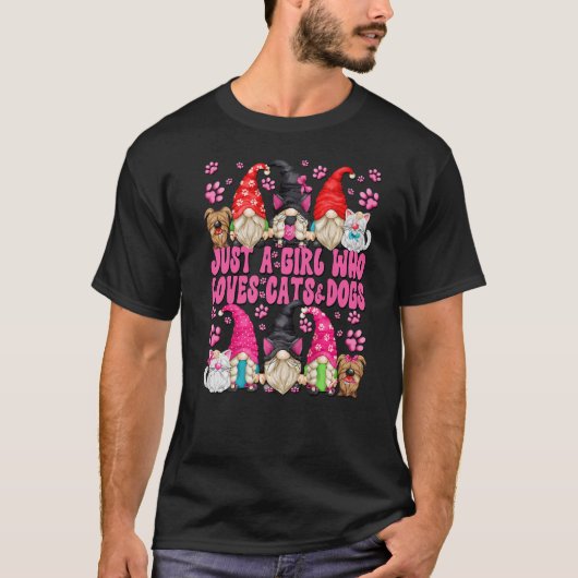 猫とDを愛する少女だけの格言グラフィック Tシャツ (正面)