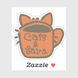 猫とJava Brownのアウトライン シール