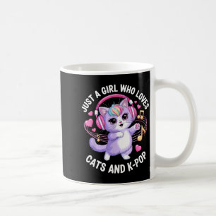猫とK-POPが大好きな女の子 Kawaii コーヒーマグカップ