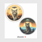 猫とUFO シール (シート)