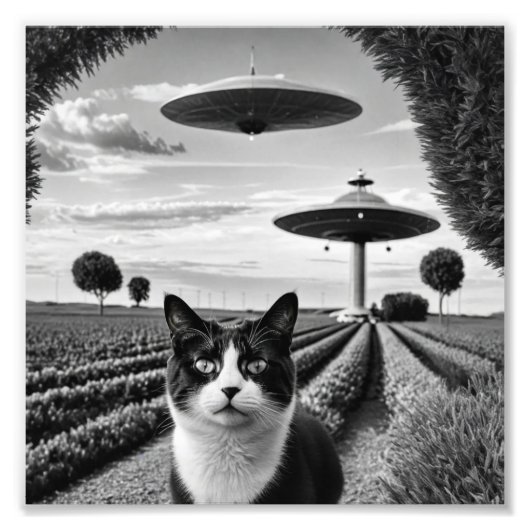 猫とUFO フォトプリント            (正面)