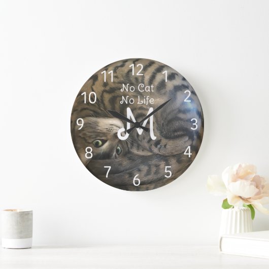 猫なし ラージ壁時計 (ホーム)