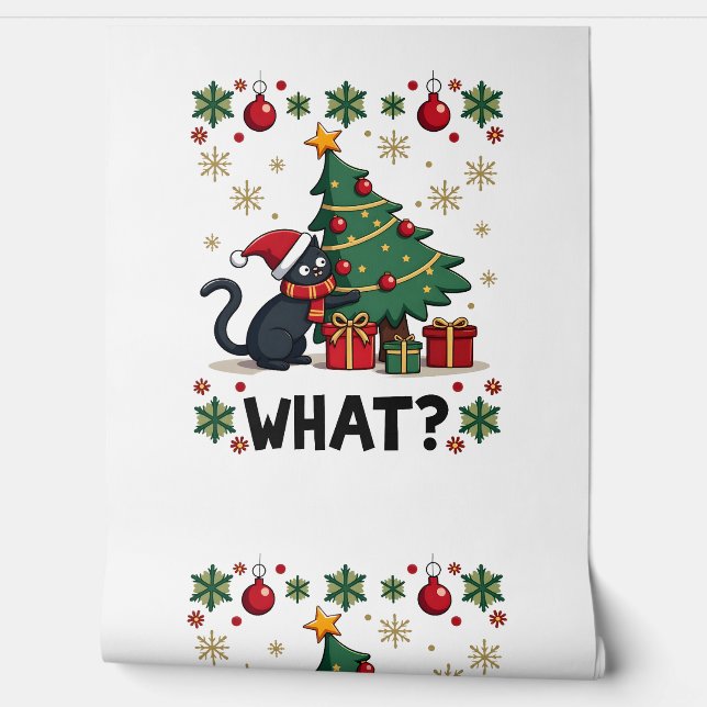 猫なにくせもの 黒猫がクリスマスツリーを押す 壁紙 (ほどく)