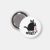 猫なにこれ+面白い+黒猫 マグネット (正面/裏面)