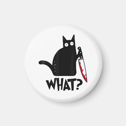 猫なにこれ+面白い+黒猫 マグネット (正面)