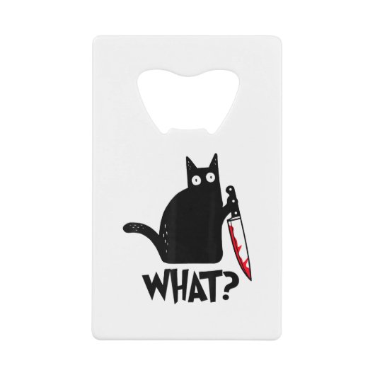 猫なに_面白い黒猫 クレジットカード栓抜き (正面)