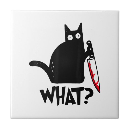 猫なに_面白い黒猫 タイル (正面)