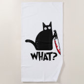 猫なに_面白い黒猫 ビーチタオル (正面)